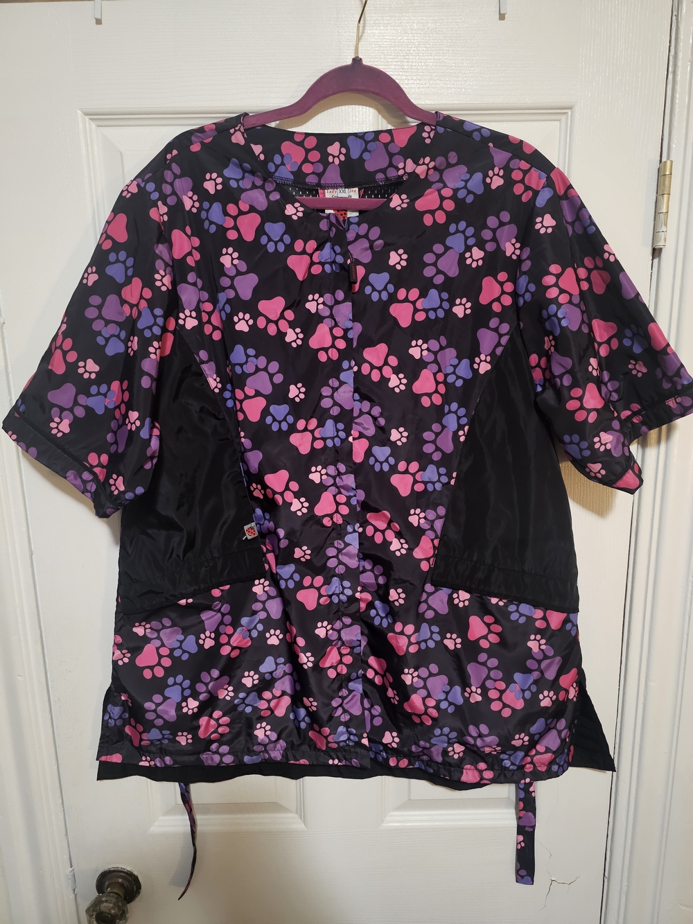 LadyBirdLine  Pink & Purple Paw Print Pet Grooming Smock